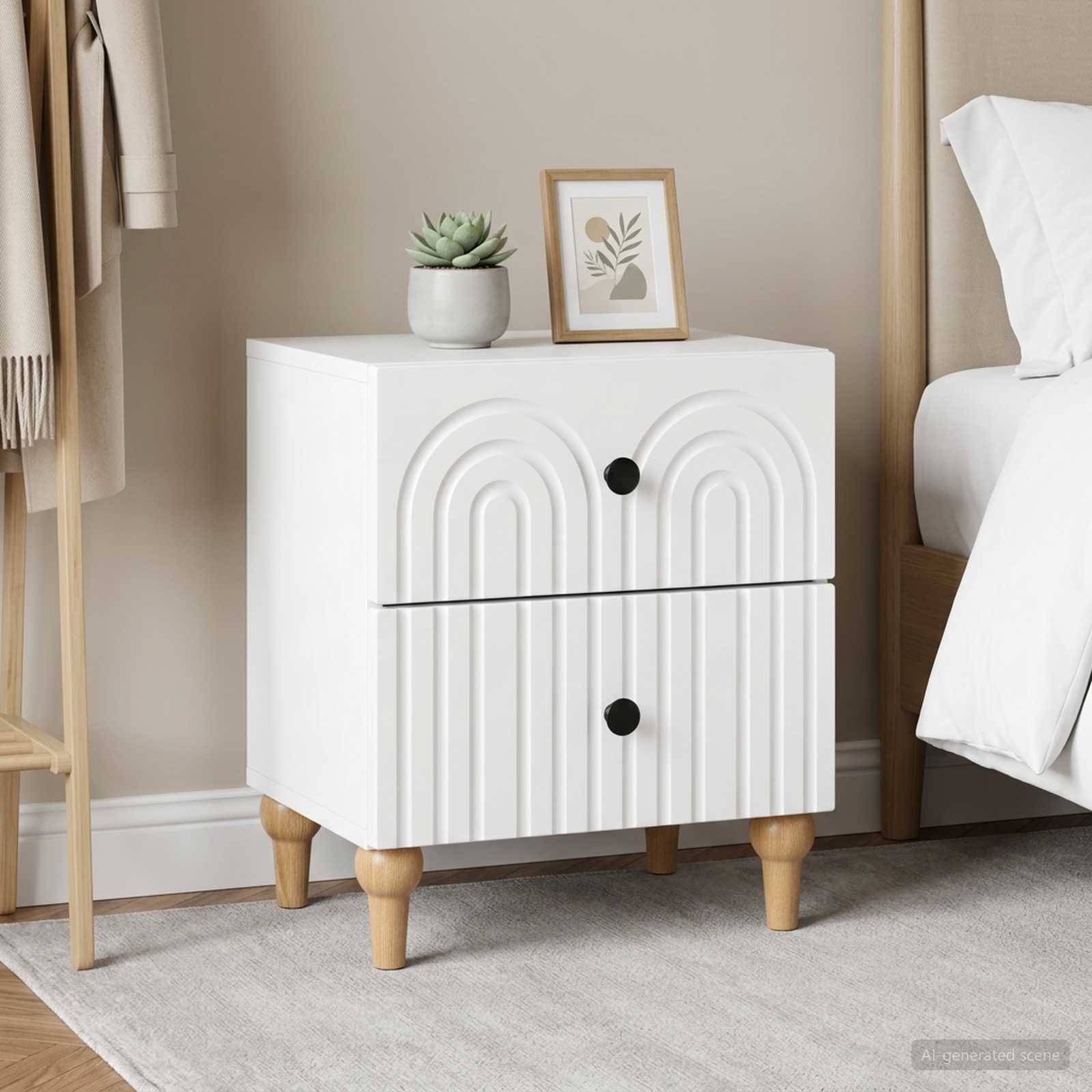 vidaXL Szafka Nocna 2 szt. Biały 43 x 34,5 x 48 cm Drewno inżynieryjne