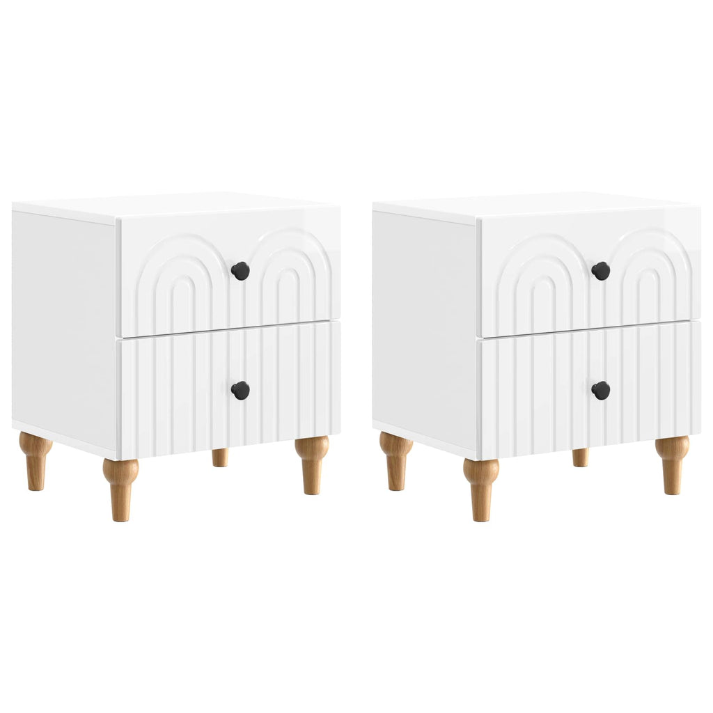 vidaXL Szafka Nocna 2 pcs Biały wysoki połysk 43 x 34,5 x 48 cm