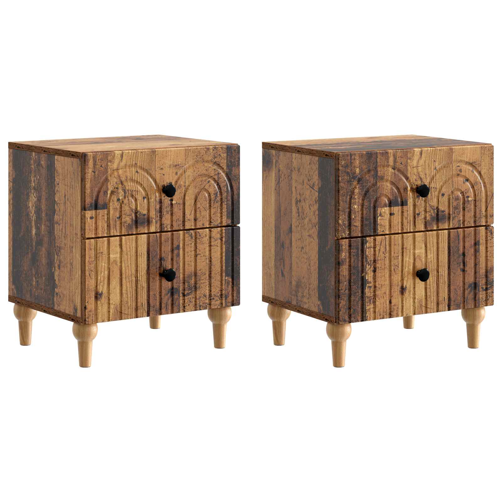 vidaXL Szafka Nocna z szufladą 2 pcs Stare drewno 43 x 34,5 x 48 cm