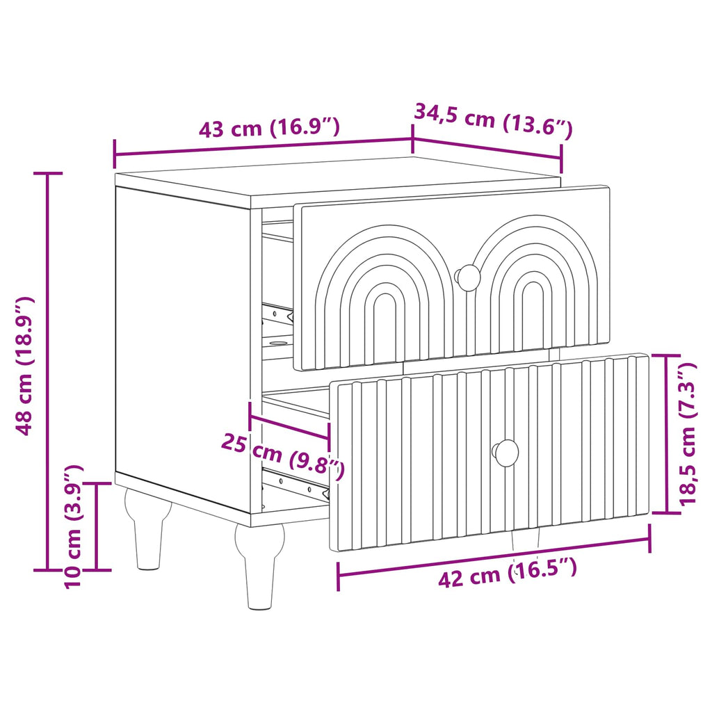 vidaXL Szafka Nocna z szufladą 2 pcs Stare drewno 43 x 34,5 x 48 cm
