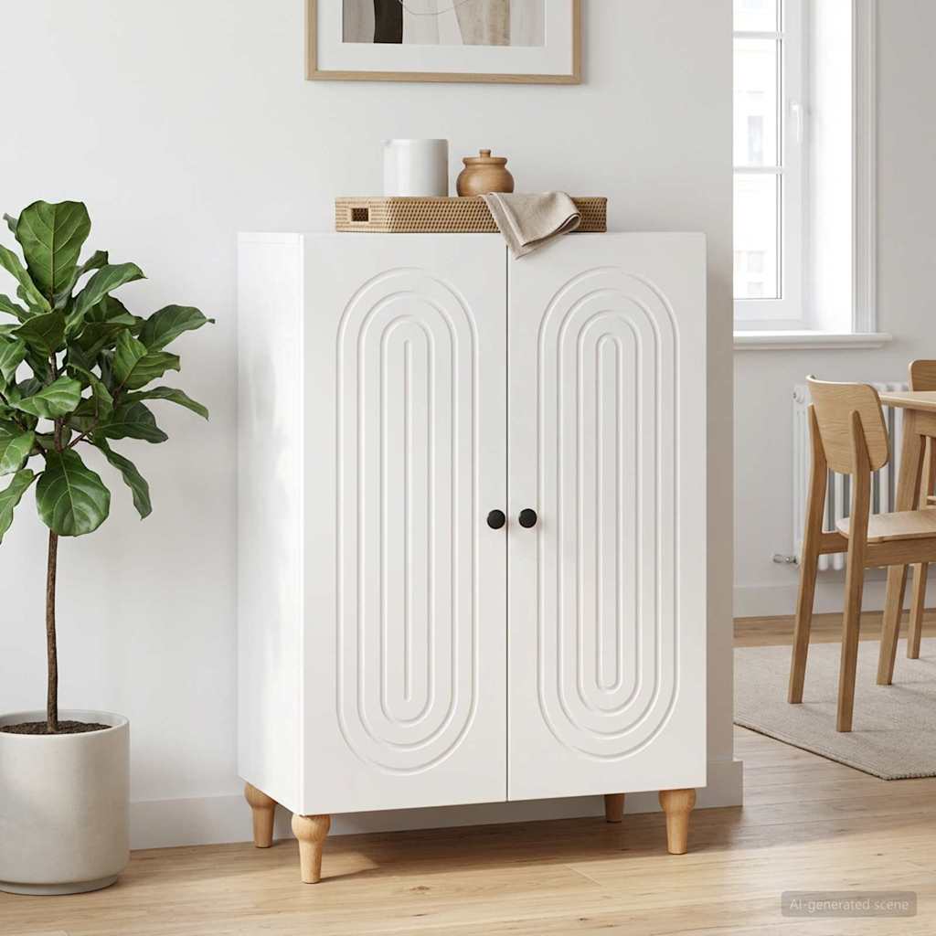vidaXL Bufet Biały wysoki połysk 66 x 34,5 x 90 cm Drewno inżynieryjne