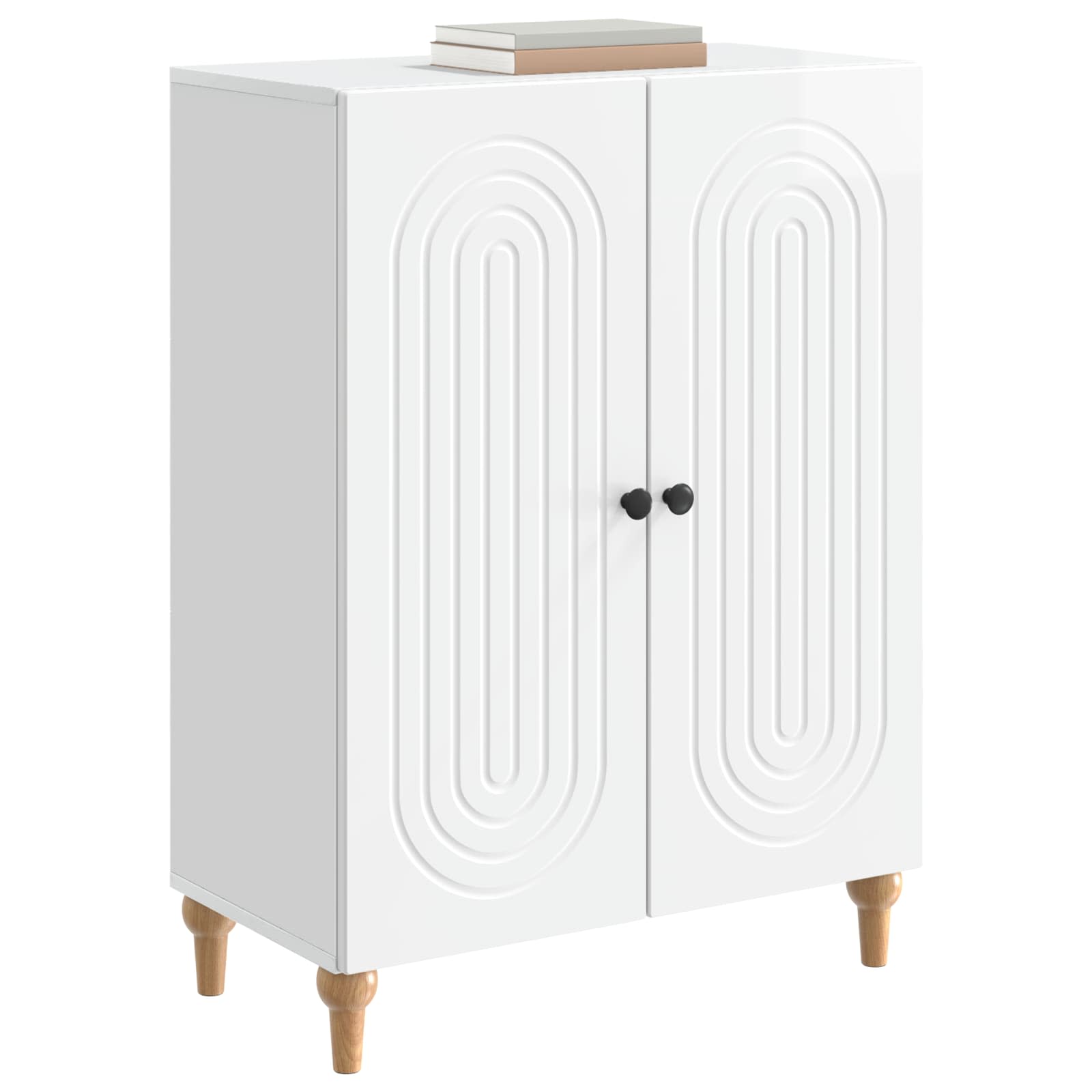 vidaXL Bufet Biały wysoki połysk 66 x 34,5 x 90 cm Drewno inżynieryjne