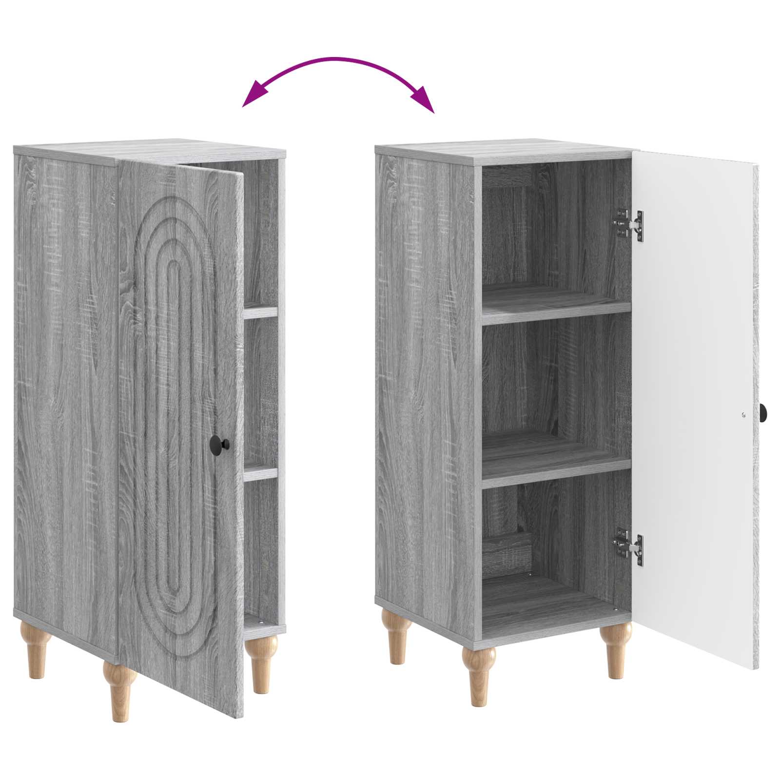vidaXL Bufet Szary Sonoma 33 x 34,5 x 90 cm Drewno inżynieryjne