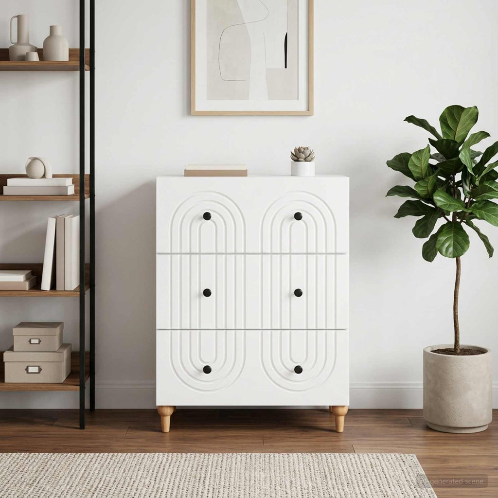vidaXL Szafka z Szufladami Biały 66 x 34,5 x 90 cm Drewno inżynieryjne