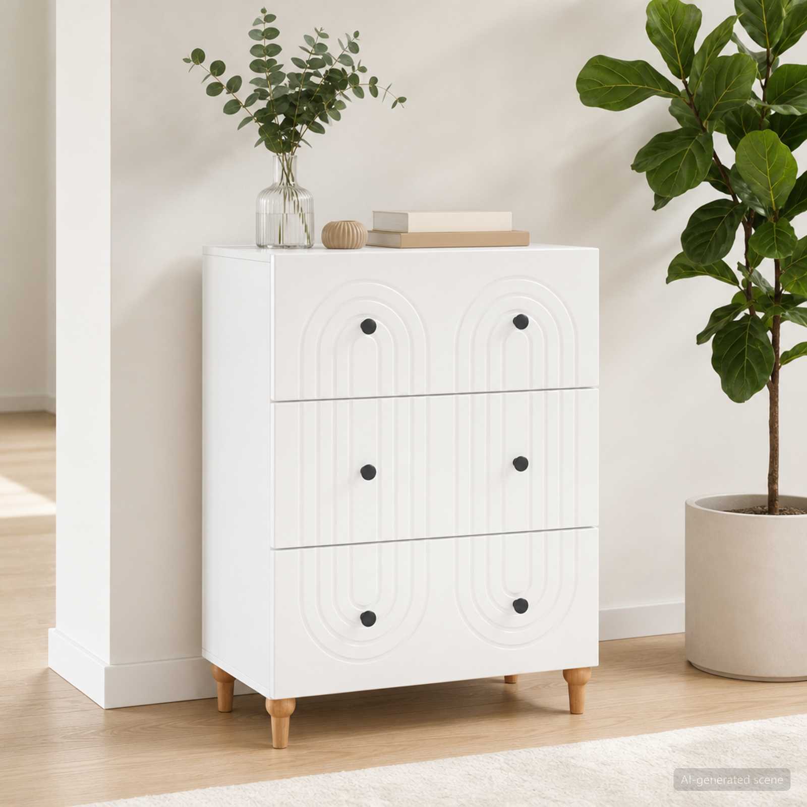 vidaXL Szafka z Szufladami Biały 66 x 34,5 x 90 cm Drewno inżynieryjne