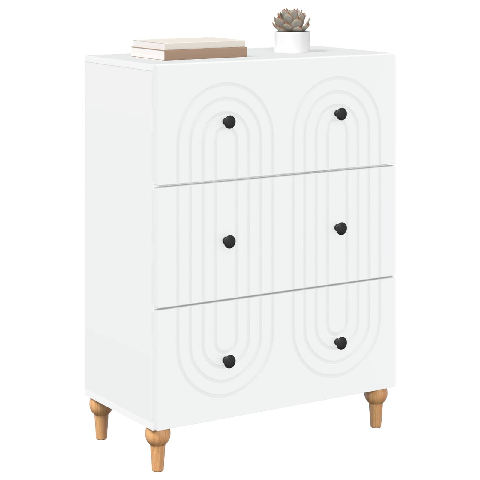 vidaXL Szafka z Szufladami Biały 66 x 34,5 x 90 cm Drewno inżynieryjne