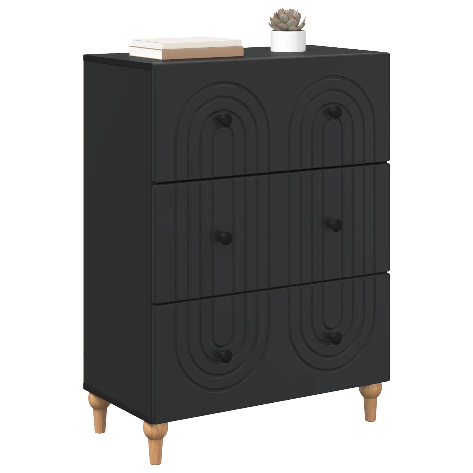 vidaXL Szafka z Szufladami Czarny 66 x 34,5 x 90 cm