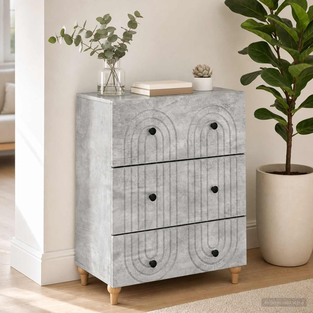 vidaXL Szafka z Szufladami Betonowy szary 66 x 34,5 x 90 cm