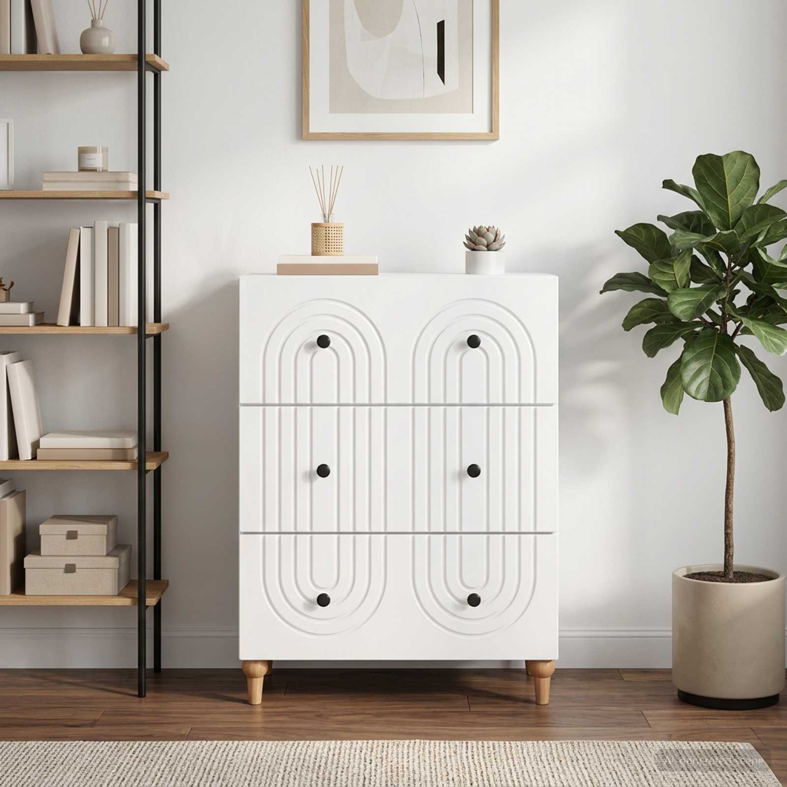 vidaXL Szafka z Szufladami Biały wysoki połysk 66 x 34,5 x 90 cm