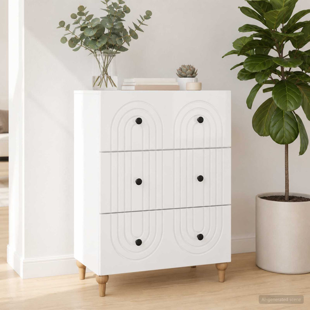 vidaXL Szafka z Szufladami Biały wysoki połysk 66 x 34,5 x 90 cm