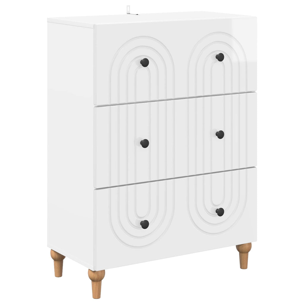 vidaXL Szafka z Szufladami Biały wysoki połysk 66 x 34,5 x 90 cm