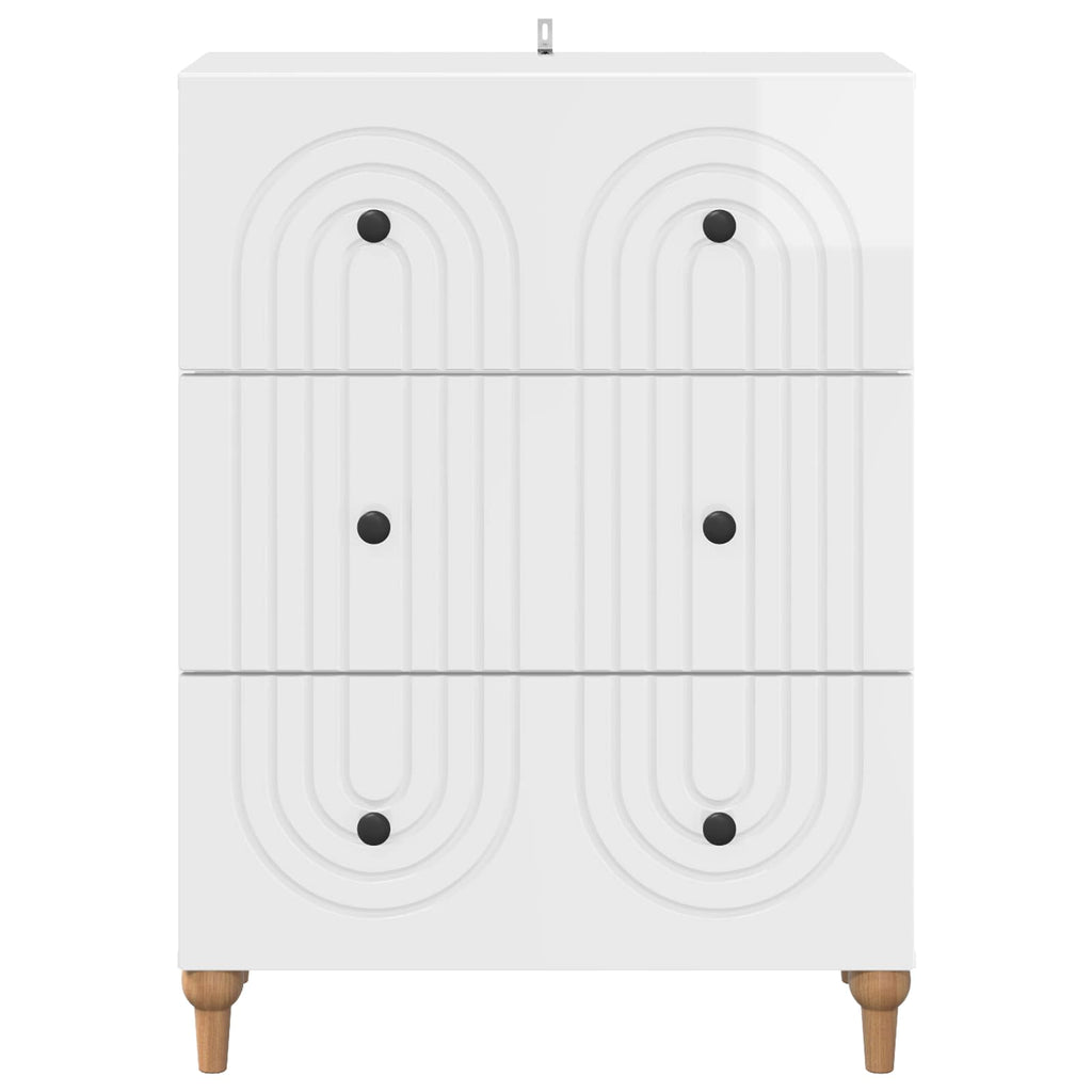 vidaXL Szafka z Szufladami Biały wysoki połysk 66 x 34,5 x 90 cm