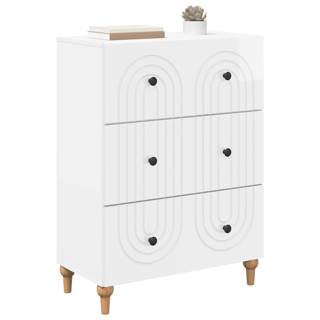 vidaXL Szafka z Szufladami Biały wysoki połysk 66 x 34,5 x 90 cm