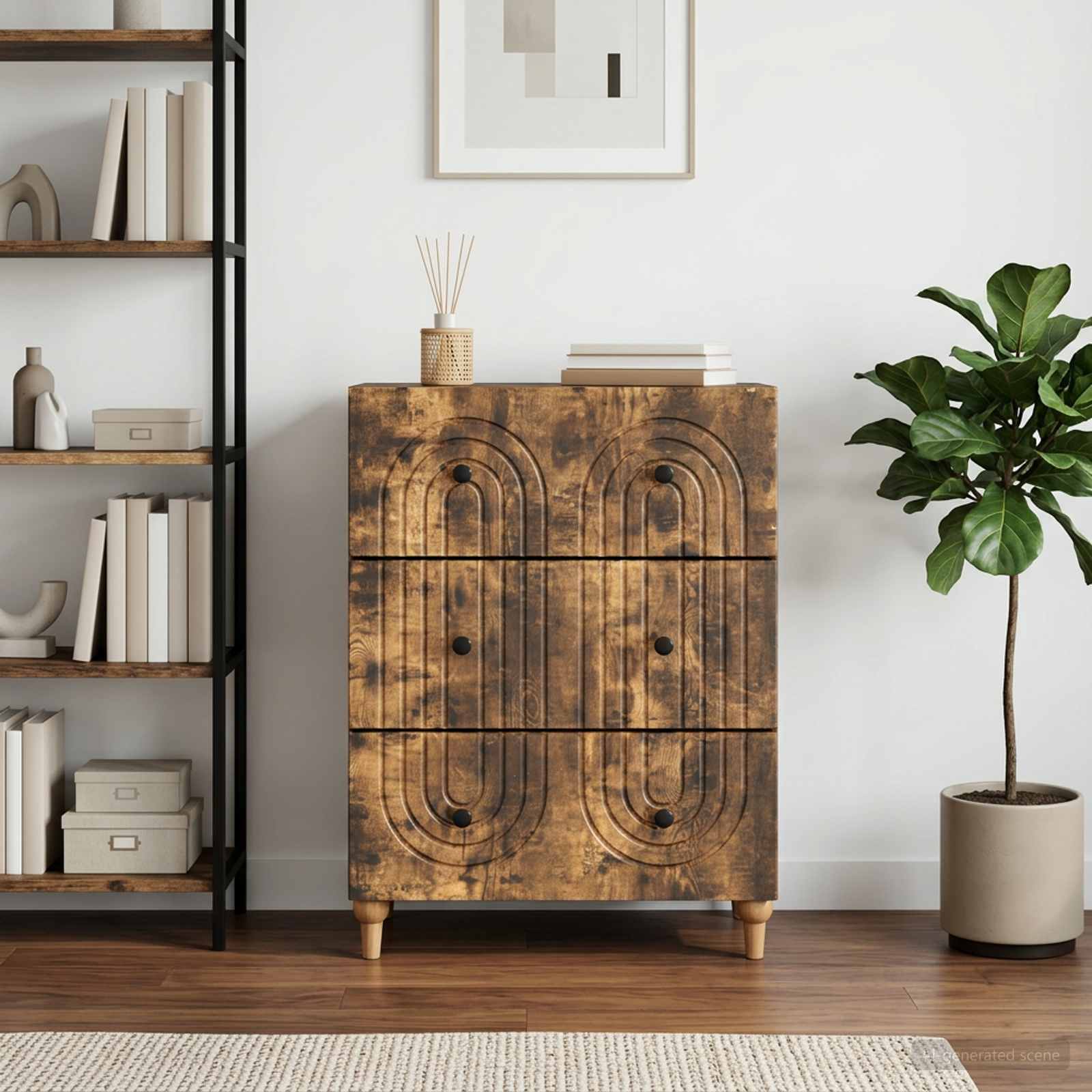 vidaXL Szafka z Szufladami Dąb wędzony 66 x 34,5 x 90 cm