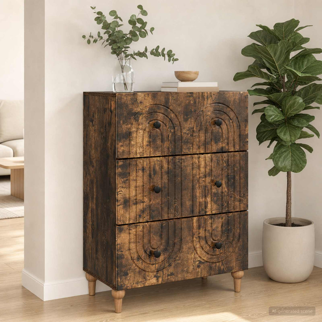 vidaXL Szafka z Szufladami Dąb wędzony 66 x 34,5 x 90 cm