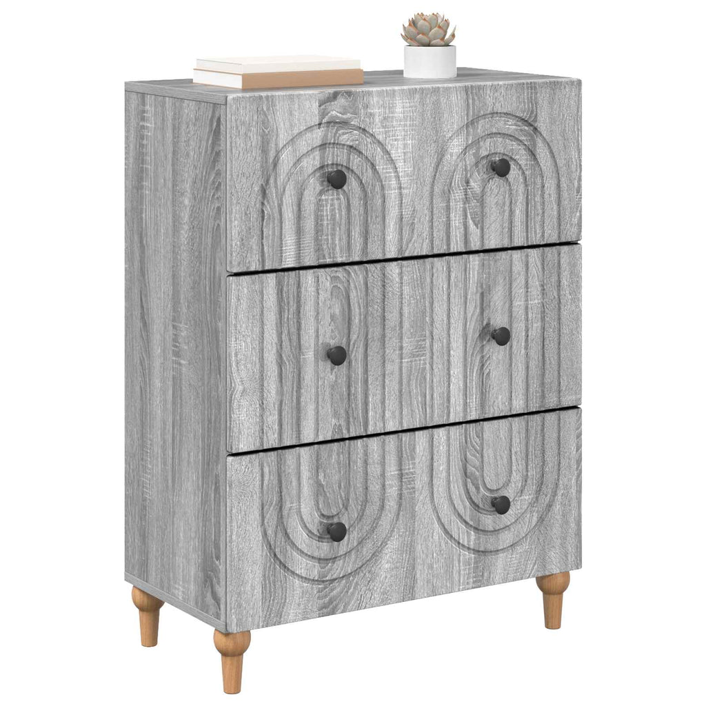 vidaXL Szafka z Szufladami Szary Sonoma 66 x 34,5 x 90 cm