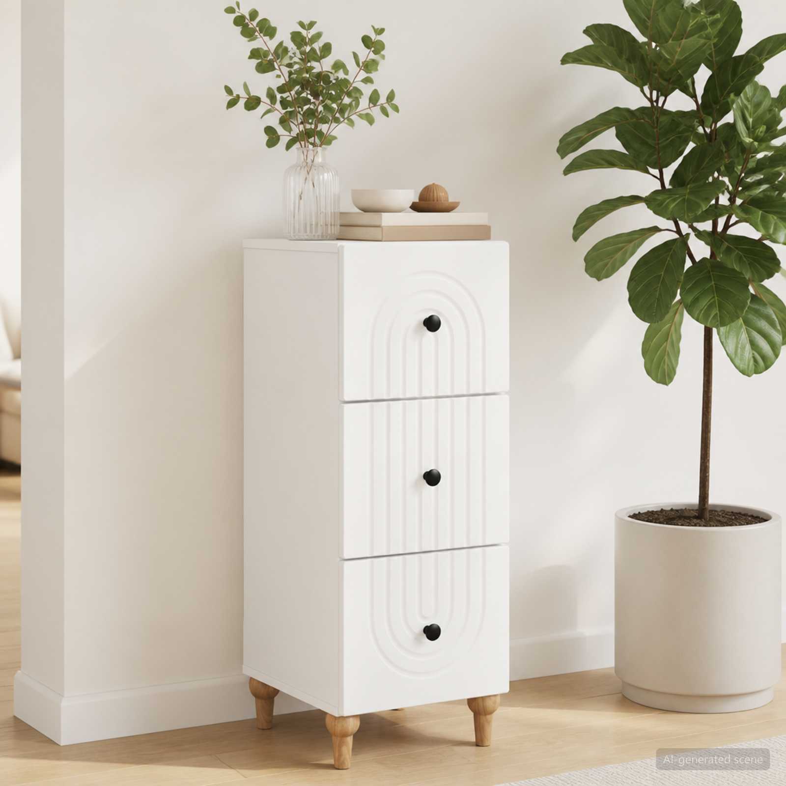 vidaXL Szafka z Szufladami Biały 33 x 34,5 x 90 cm Drewno inżynieryjne