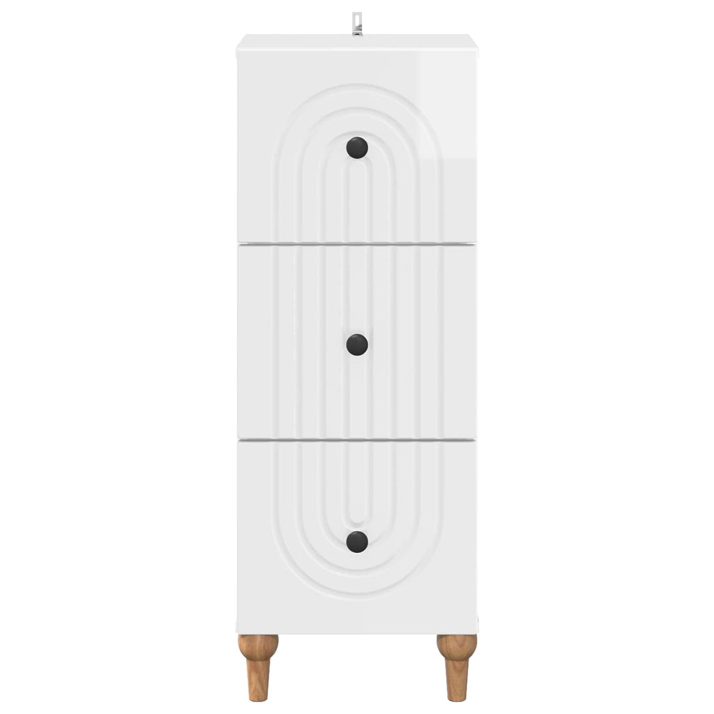 vidaXL Szafka z Szufladami Biały wysoki połysk 33 x 34,5 x 90 cm