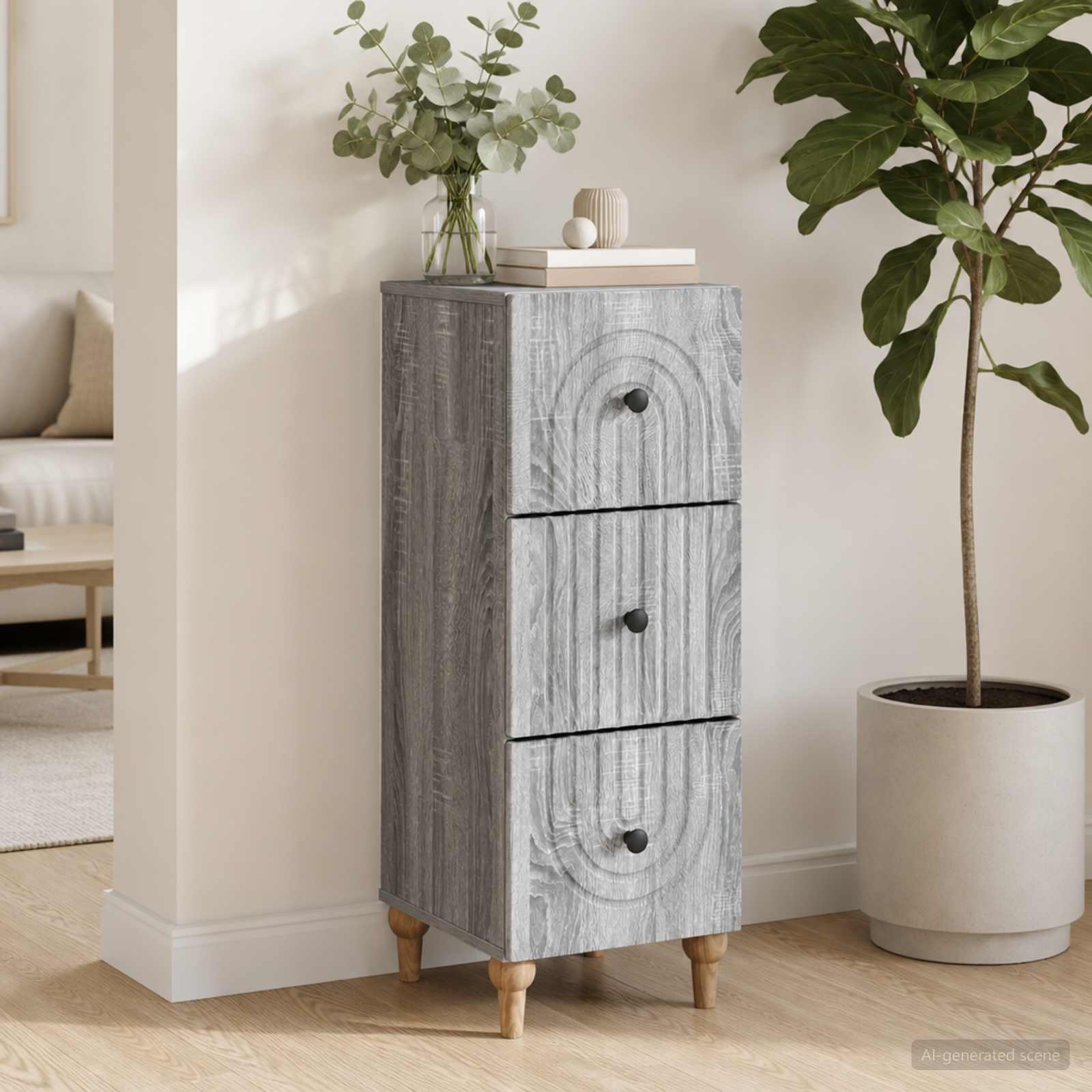 vidaXL Szafka z Szufladami Szary Sonoma 33 x 34,5 x 90 cm
