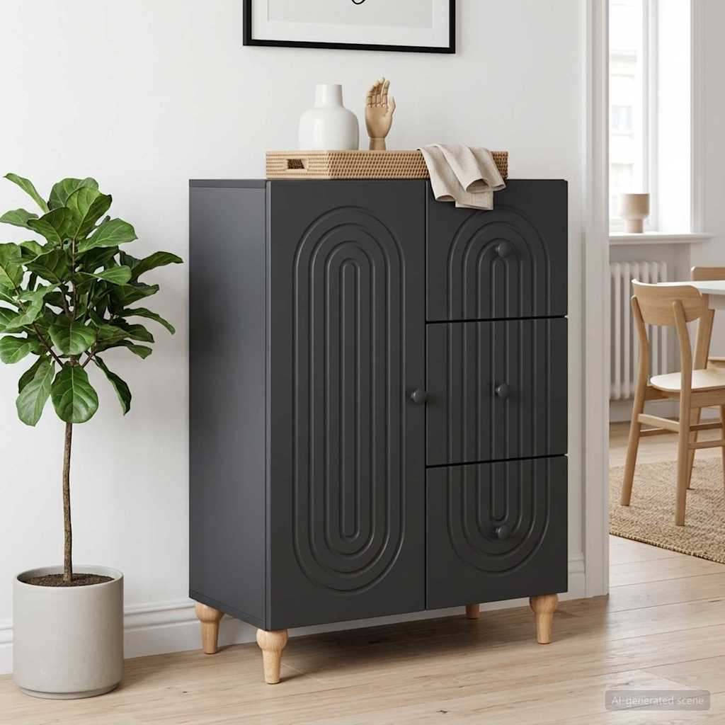 vidaXL Bufet z szufladą Czarny 66 x 34,5 x 90 cm Drewno inżynieryjne