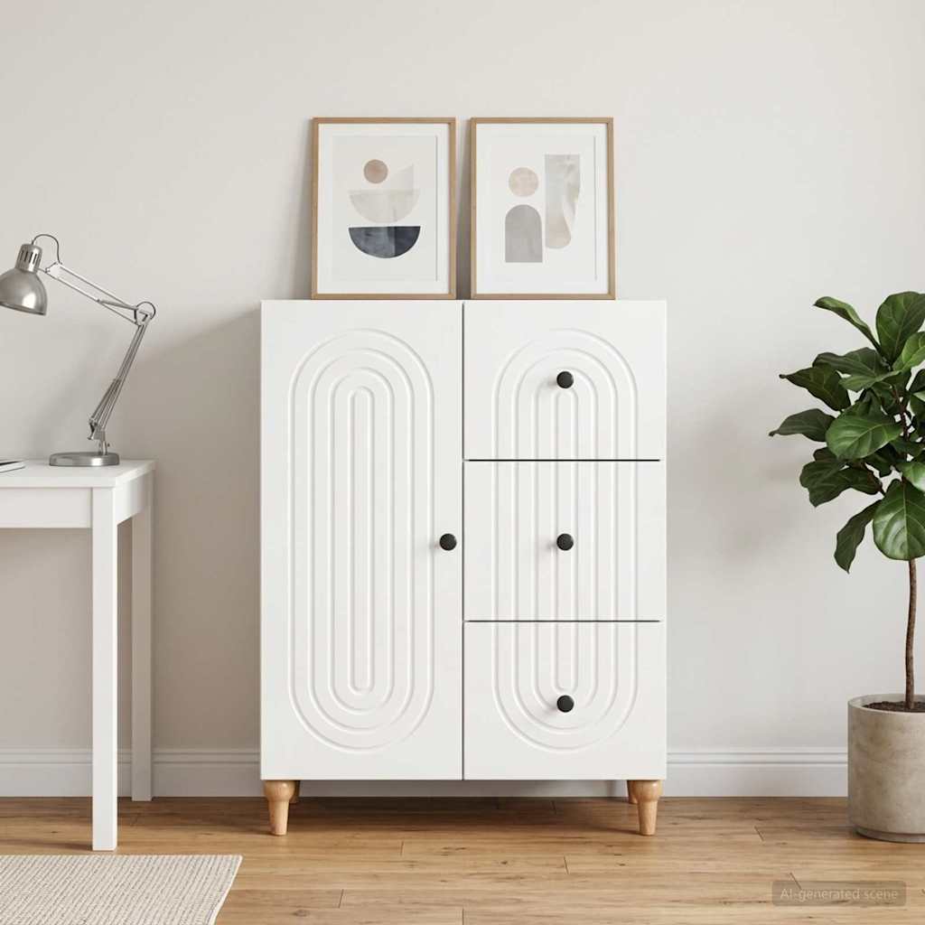 vidaXL Bufet Biały wysoki połysk 66 x 34,5 x 90 cm Drewno inżynieryjne