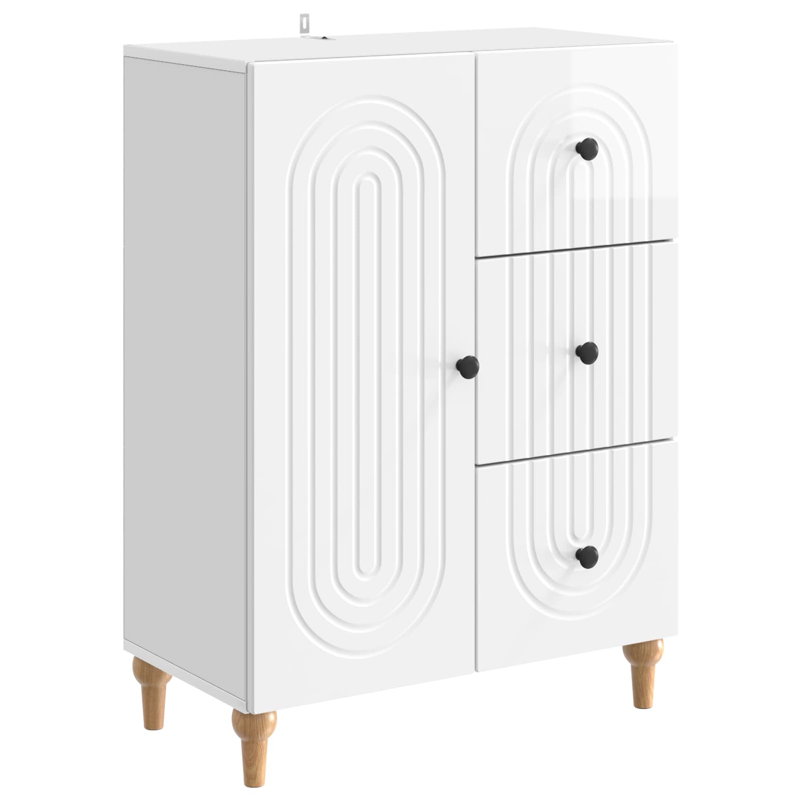 vidaXL Bufet Biały wysoki połysk 66 x 34,5 x 90 cm Drewno inżynieryjne