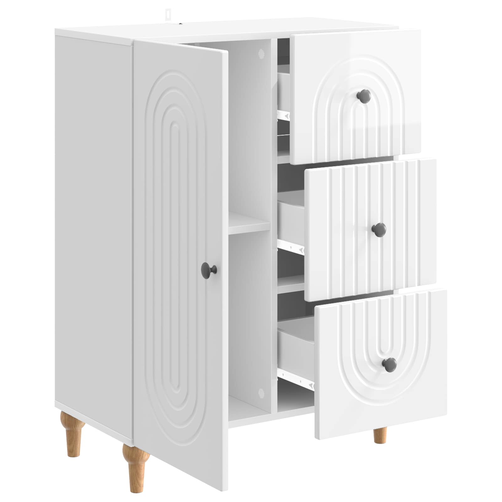vidaXL Bufet Biały wysoki połysk 66 x 34,5 x 90 cm Drewno inżynieryjne