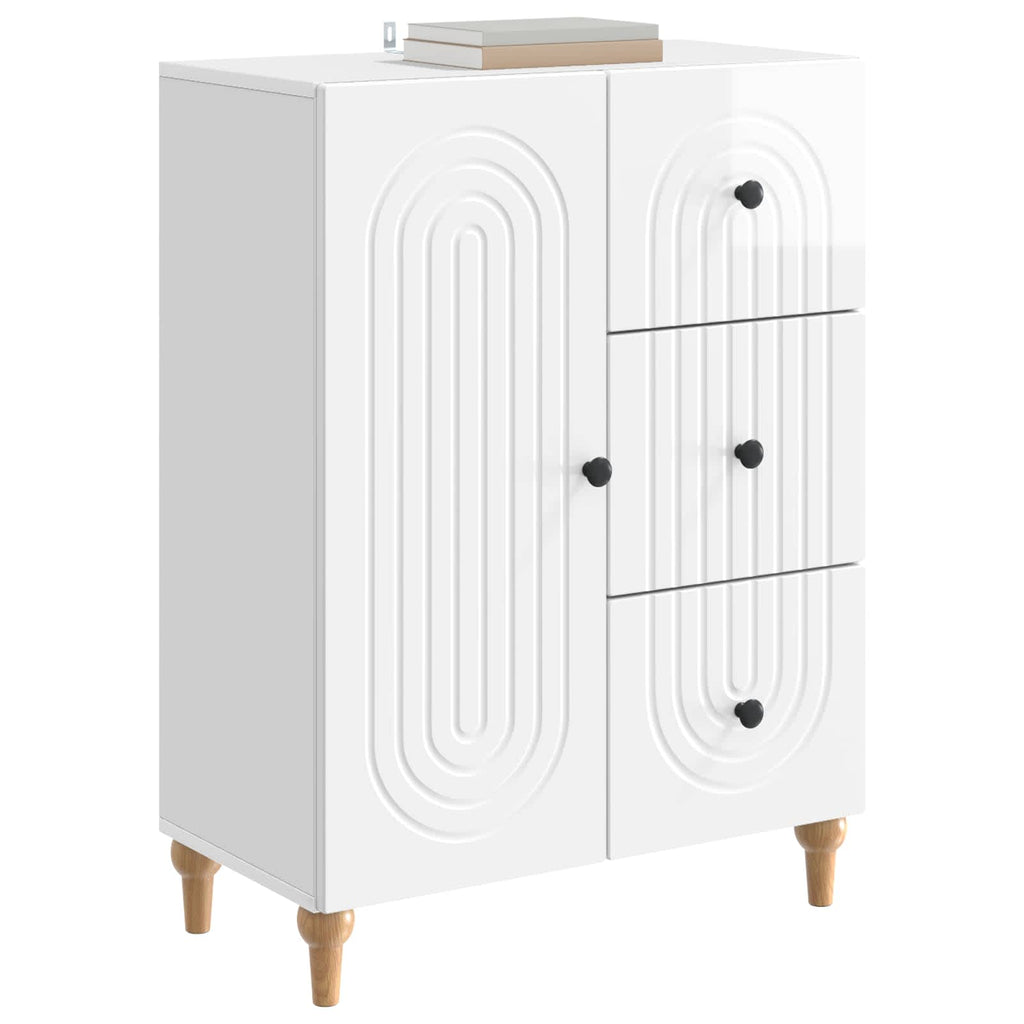 vidaXL Bufet Biały wysoki połysk 66 x 34,5 x 90 cm Drewno inżynieryjne