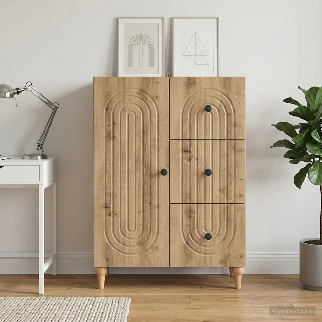 vidaXL Bufet Dąb artisan 66 x 34,5 x 90 cm Drewno inżynieryjne
