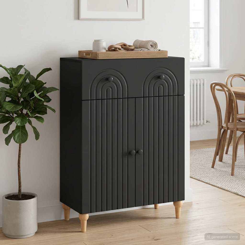 vidaXL Bufet z szufladą Czarny 66 x 34,5 x 90 cm Drewno inżynieryjne