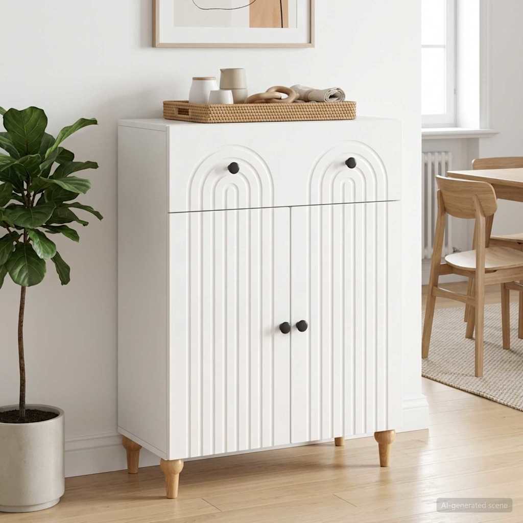 vidaXL Bufet Biały wysoki połysk 66 x 34,5 x 90 cm Drewno inżynieryjne