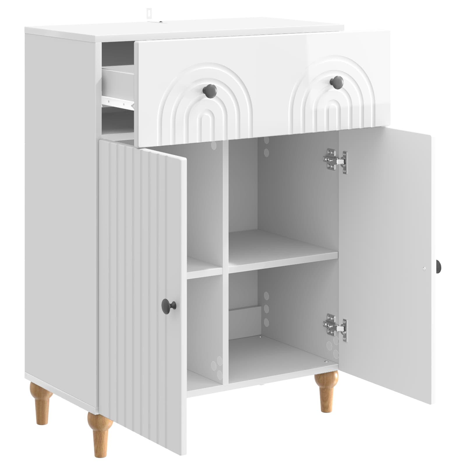 vidaXL Bufet Biały wysoki połysk 66 x 34,5 x 90 cm Drewno inżynieryjne