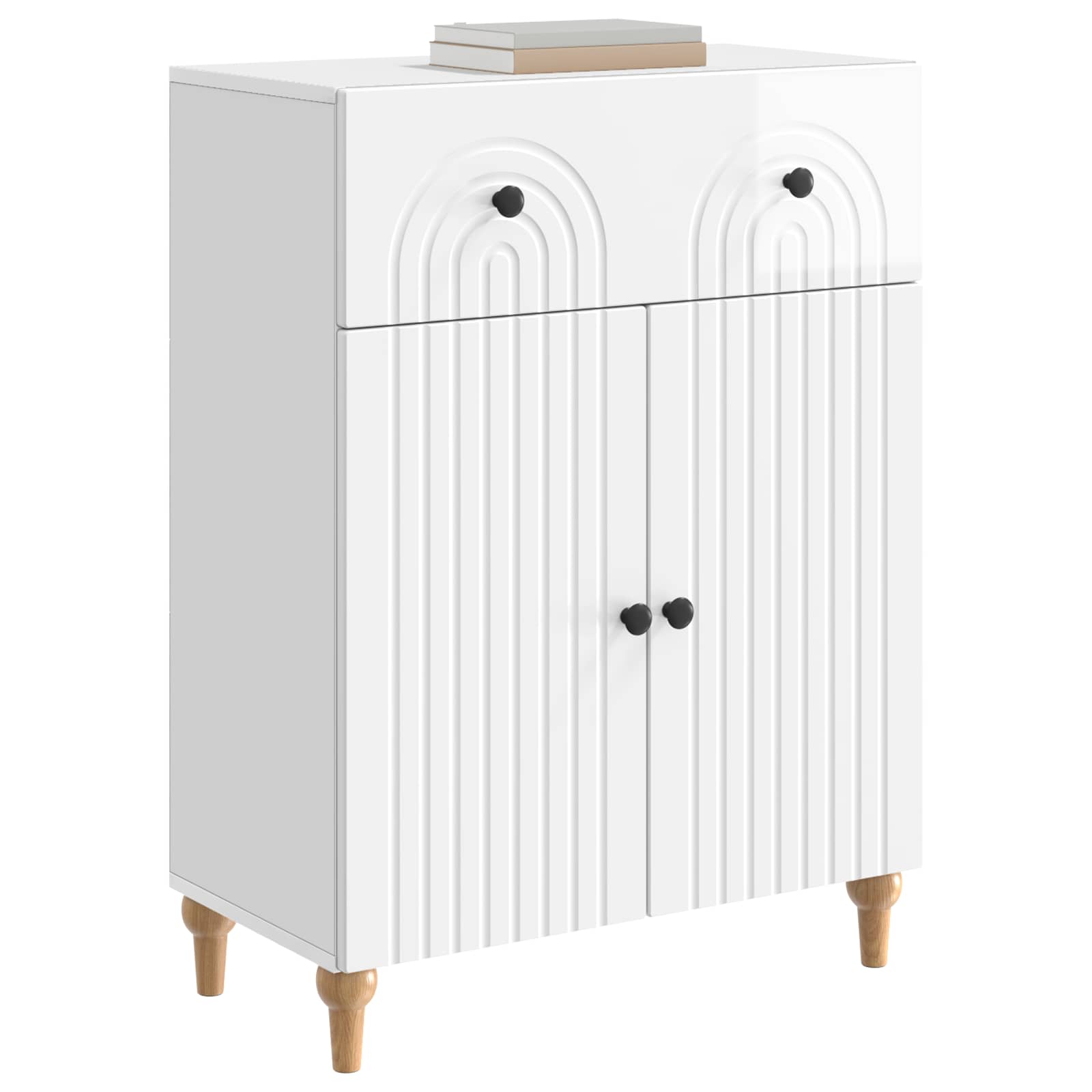 vidaXL Bufet Biały wysoki połysk 66 x 34,5 x 90 cm Drewno inżynieryjne