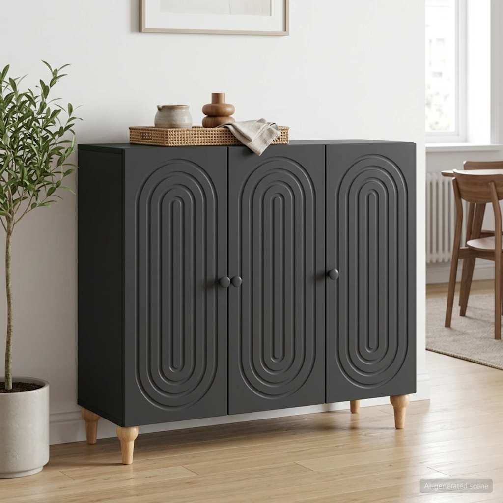 vidaXL Bufet Czarny 89 x 34,5 x 80 cm Drewno inżynieryjne
