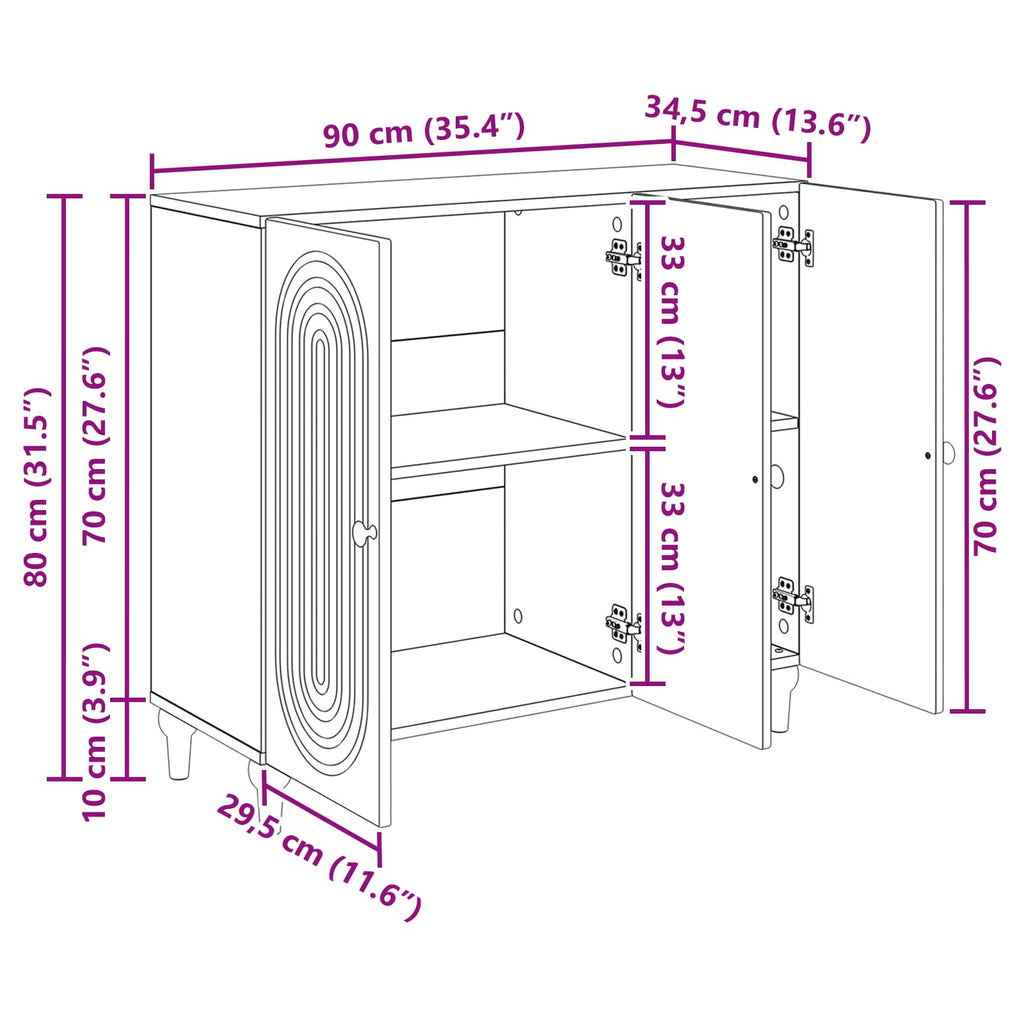 vidaXL Bufet Czarny 89 x 34,5 x 80 cm Drewno inżynieryjne