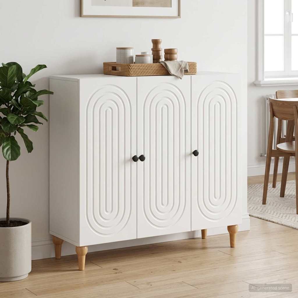 vidaXL Bufet Biały wysoki połysk 89 x 34,5 x 80 cm Drewno inżynieryjne