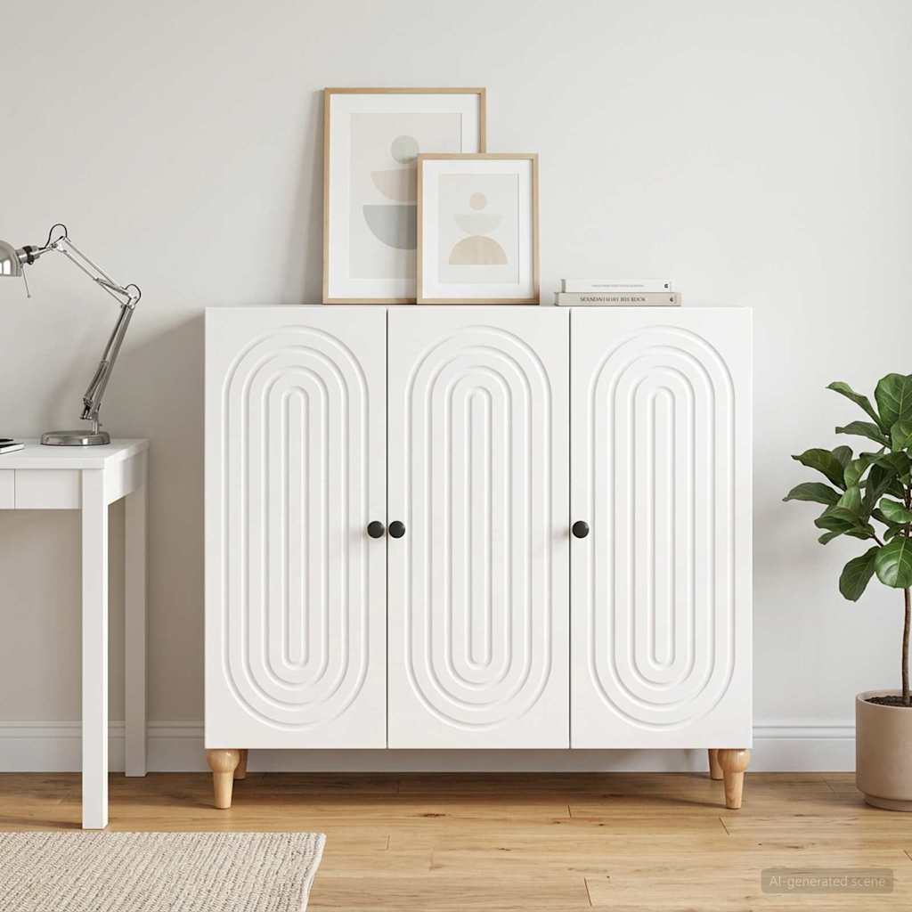 vidaXL Bufet Biały wysoki połysk 89 x 34,5 x 80 cm Drewno inżynieryjne