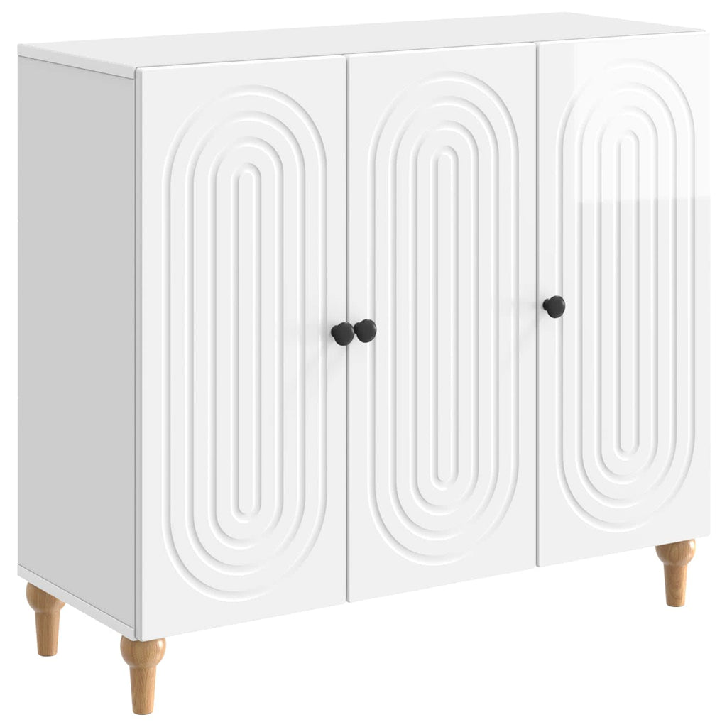 vidaXL Bufet Biały wysoki połysk 89 x 34,5 x 80 cm Drewno inżynieryjne