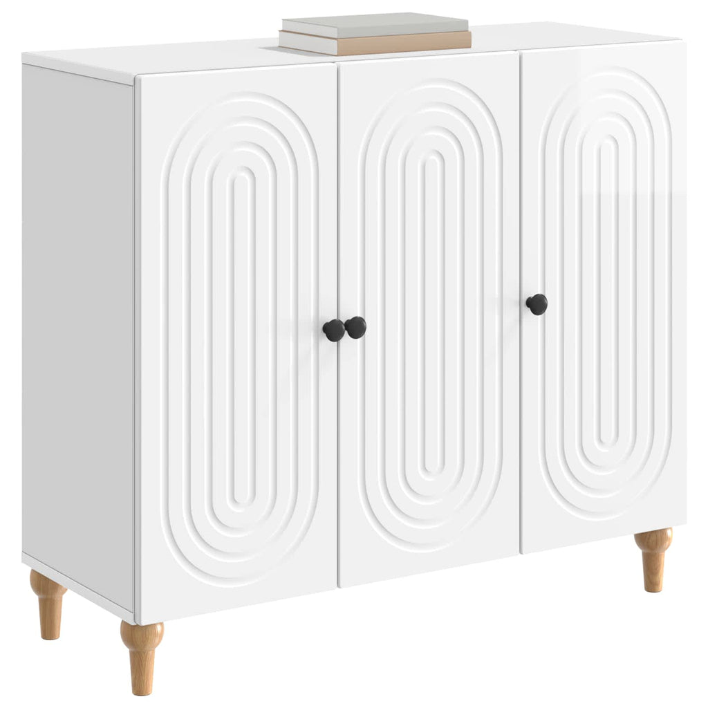 vidaXL Bufet Biały wysoki połysk 89 x 34,5 x 80 cm Drewno inżynieryjne