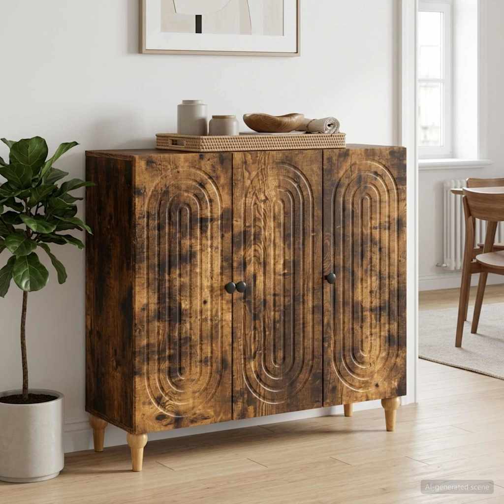 vidaXL Bufet Dąb wędzony 89 x 34,5 x 80 cm Drewno inżynieryjne