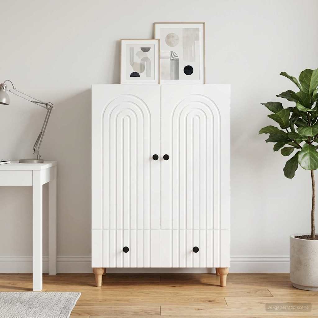 vidaXL Bufet Biały wysoki połysk 66 x 34,5 x 95 cm Drewno inżynieryjne