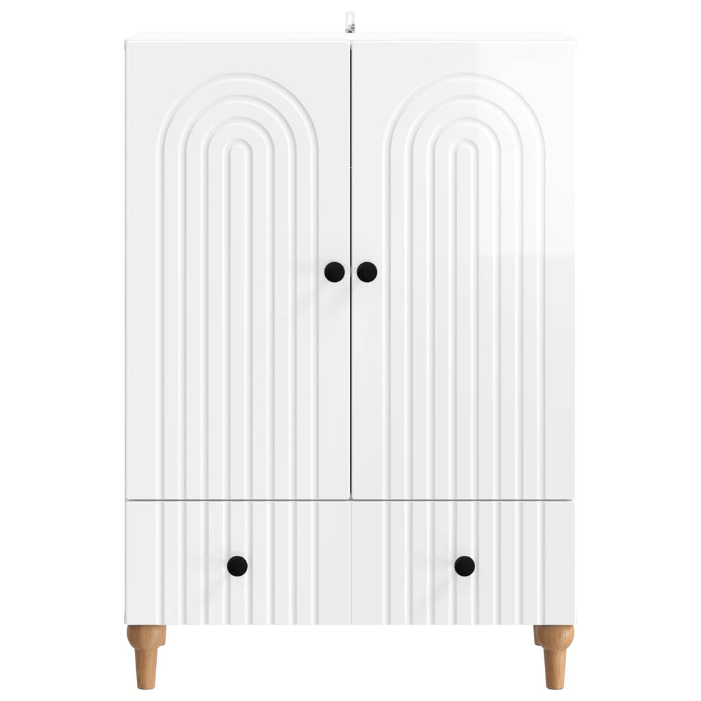 vidaXL Bufet Biały wysoki połysk 66 x 34,5 x 95 cm Drewno inżynieryjne