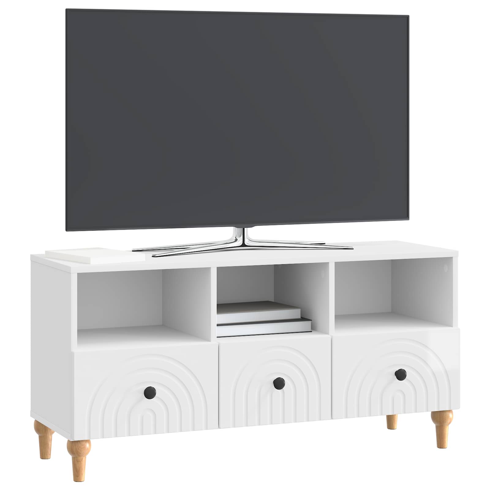vidaXL Szafka pod telewizor Biały Wysoki Połysk 102 x 34,5 x 50 cm