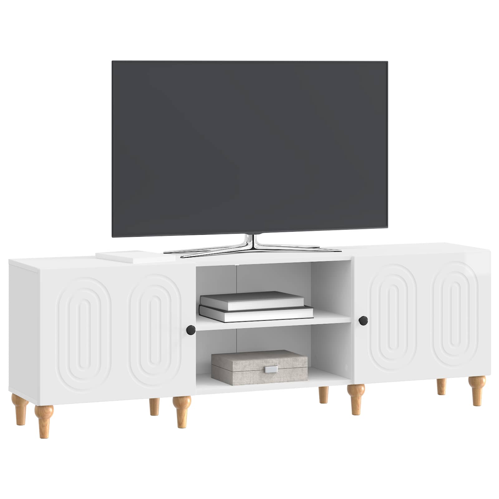 vidaXL Szafka pod telewizor Biały wysoki połysk 150 x 31 x 50 cm