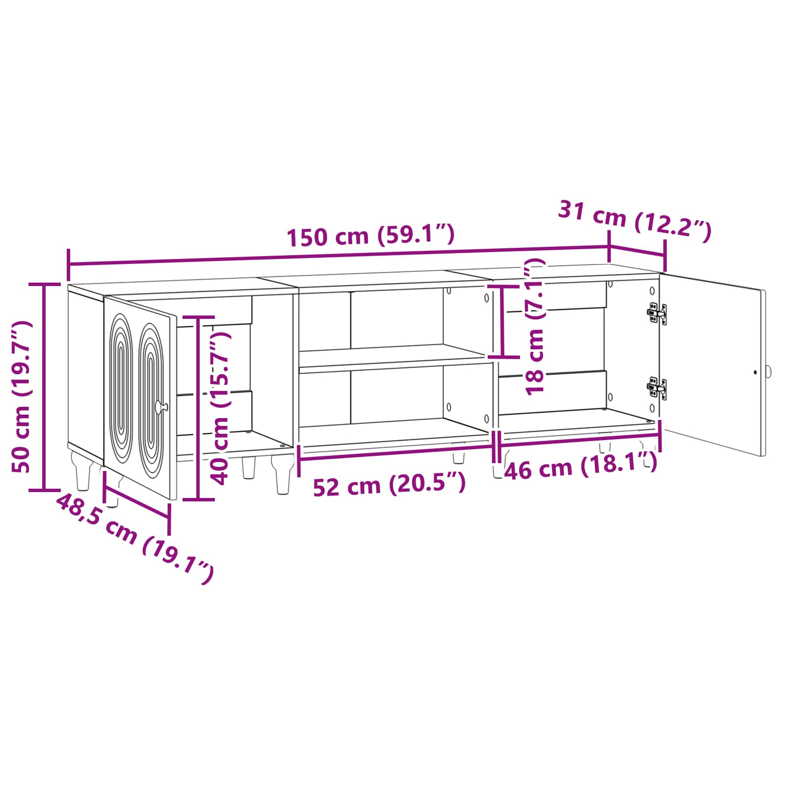 vidaXL Szafka pod telewizor Stare drewno 150 x 31 x 50 cm