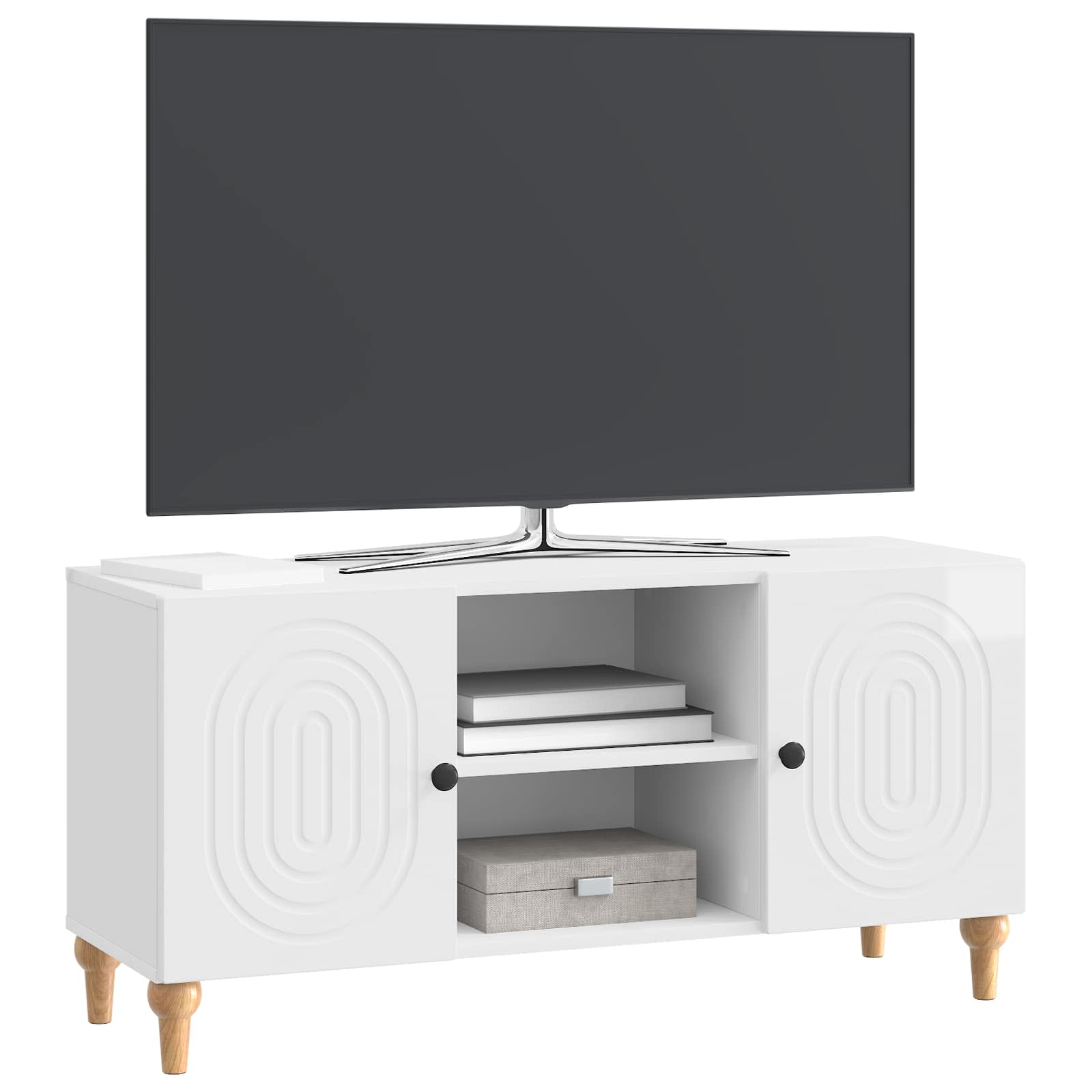 vidaXL Szafka pod telewizor Biały wysoki połysk 102 x 34,5 x 50 cm