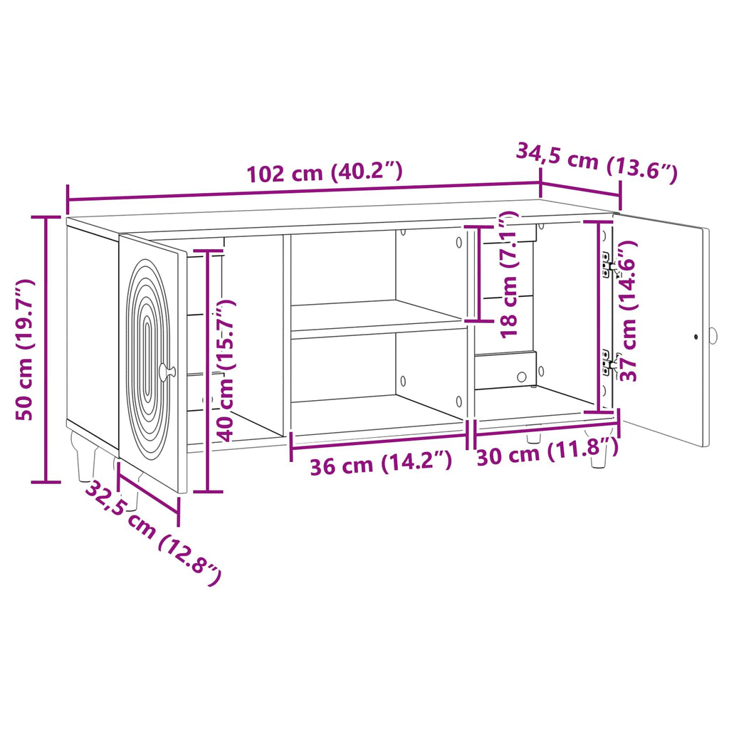 vidaXL Szafka pod telewizor Dąb artisan 102 x 34,5 x 50 cm