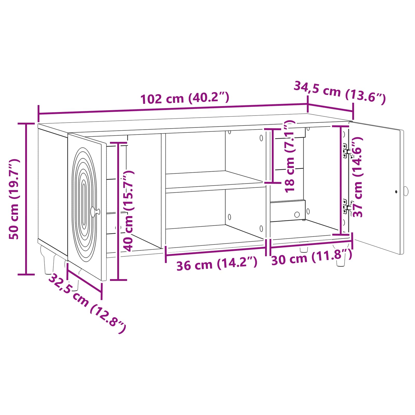 vidaXL Szafka pod telewizor Dąb artisan 102 x 34,5 x 50 cm