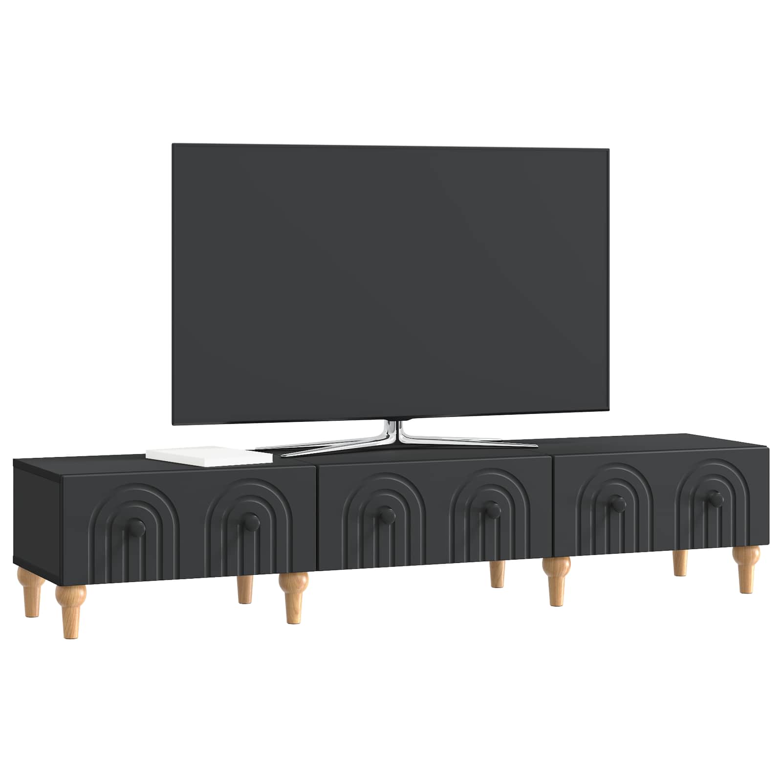 vidaXL Szafka pod telewizor z szufladą Czarny 147 x 34,5 x 30 cm