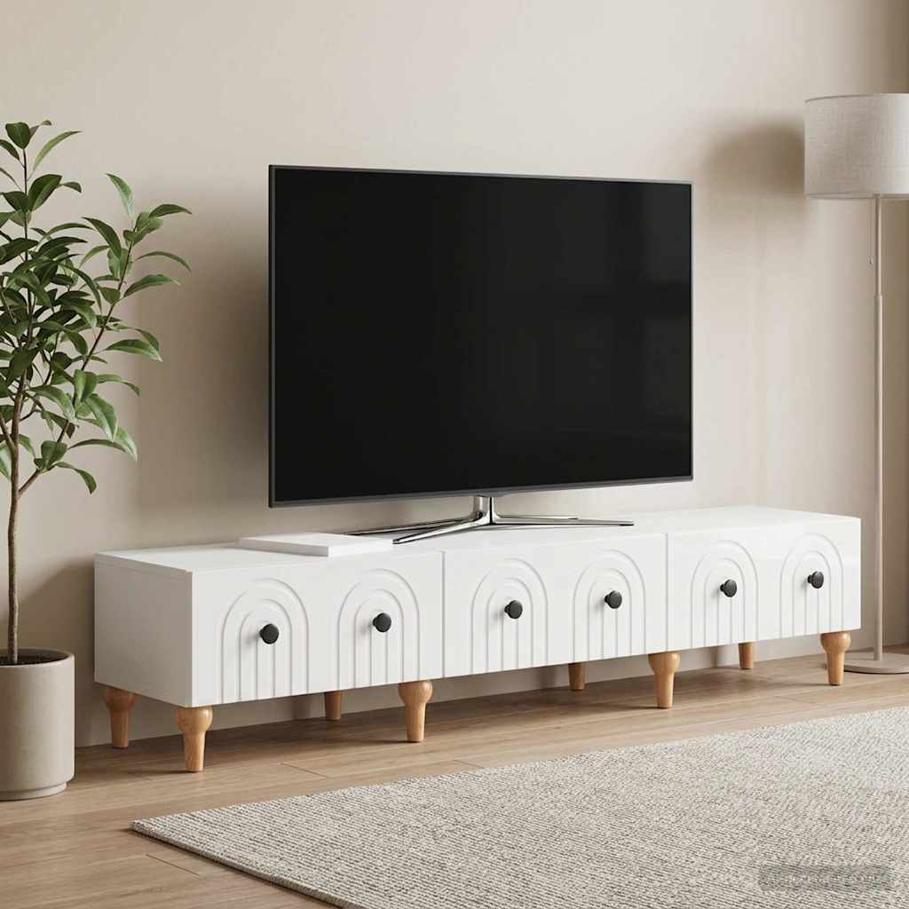 vidaXL Szafka pod telewizor Biały wysoki połysk 147 x 34,5 x 30 cm